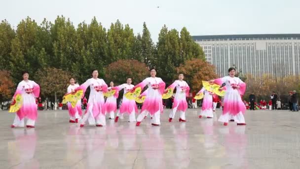 Luannan County Čína Října 2020 Starší Fitness Taneční Show Slaví — Stock video
