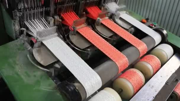 Kuzey Çin Deki Bir Fabrikada Plastik Işlemeli Çanta Üretim Hattı — Stok video