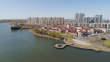Rıhtım Kenti, mimari manzara, hava fotoğrafları, Kuzey Çin