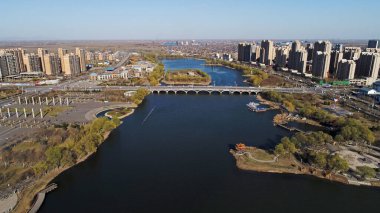 Rıhtım Kenti, mimari manzara, hava fotoğrafları, Kuzey Çin