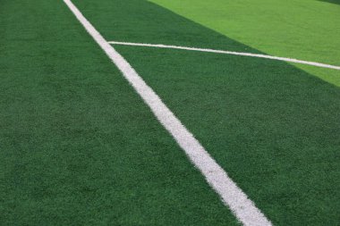 Beyaz çizgi yeşil çimlerin üzerinde.