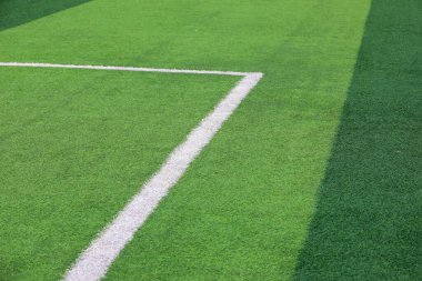 Beyaz çizgi yeşil çimlerin üzerinde.