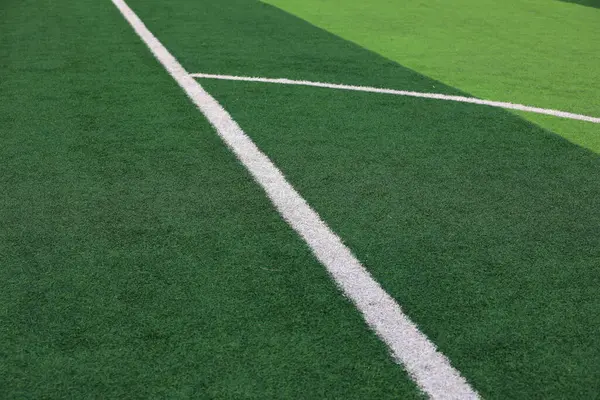 Beyaz çizgi yeşil çimlerin üzerinde.