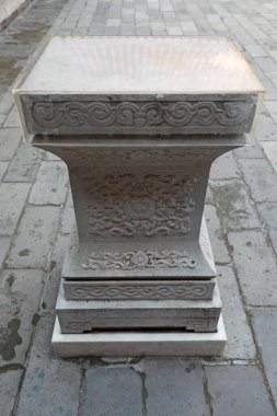 Yazlık sarayda beyaz mermer taş oymalar, Pekin, Çin