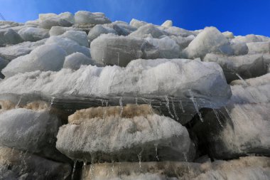 Buz Kuzey Çin 'de bir buz mahzenine yığılmış.