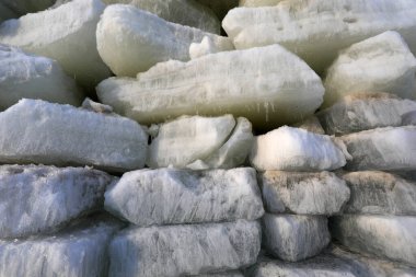 Buz Kuzey Çin 'de bir buz mahzenine yığılmış.