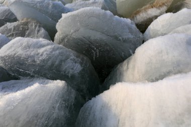 Buz Kuzey Çin 'de bir buz mahzenine yığılmış.