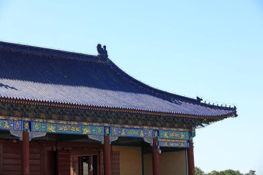 Pekin, Çin - 5 Ekim 2020: Çin klasik mimarisi Cennet Parkı, Pekin tapınağında