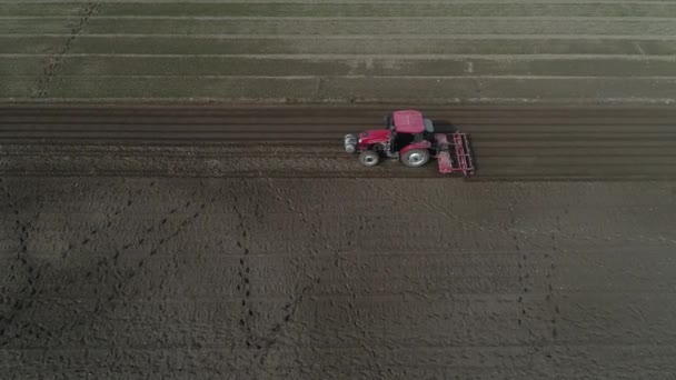 Çiftçiler Traktörleri Kuzey Çin Deki Araziyi Düzleştirmek Için Kullanıyorlar — Stok video