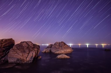 Gece gökyüzünde güzel yıldız izleri, Kuzey Çin