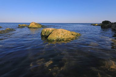 Deniz kenarındaki kayaların doğal manzarası, Kuzey Çin