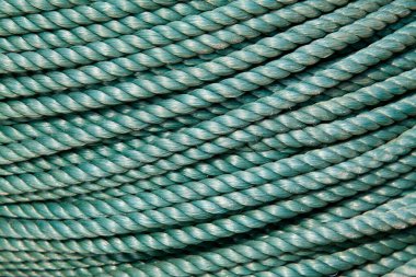 Mavi naylon ip, fotoğrafa yakın çekim.