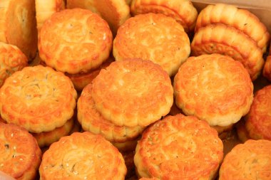 Geleneksel Çin ay pastası, yakın plan fotoğraf.