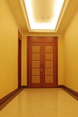 hotel corridor door, closeup of photo clipart