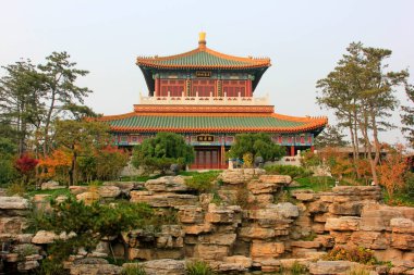 BEIJING - 23 Ekim: Çin mimari tarzı bir peyzaj mimarisi, 23 Ekim 2014, Pekin, Çin