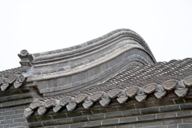 Geleneksel Çin tarzı tapınak mimarisi, fotoğrafa yakın çekim