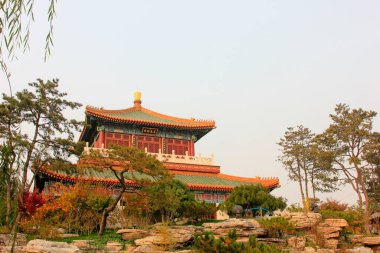 BEIJING - 23 Ekim: Çin mimari tarzı bir peyzaj mimarisi, 23 Ekim 2014, Pekin, Çin