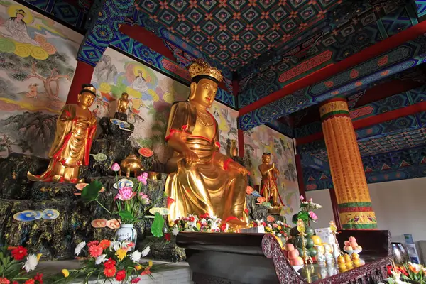 stock image LUAN COUNTY - NOVEMBER 23: Bodhisattva golden body sculpture in Hengshan Dajue Temple, on november 23, 2014, Luan County, Hebei Province, China