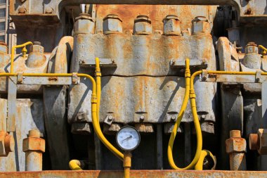 Yaşlanan mekanik ekipman fotoğrafa yakın çekim