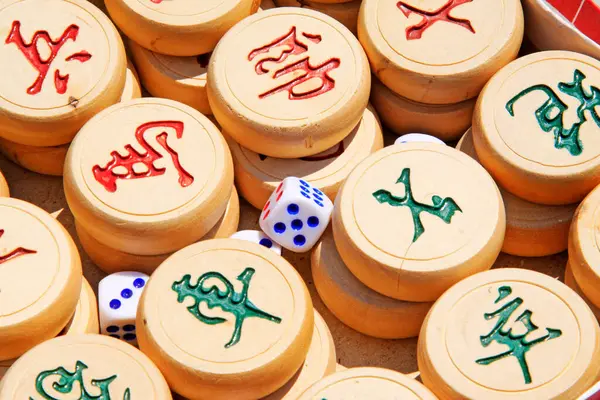 stock image Chinese chess and dice 