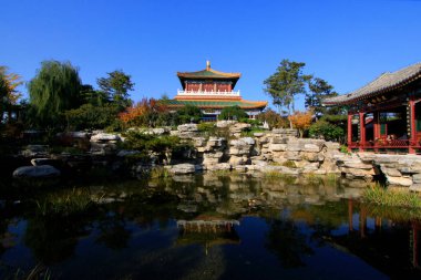 Çin peyzaj mimarisi fotoğrafa yakın çekim