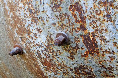 Oksitlenme paslanma, metal vida, fotoğrafa yakın çekim.