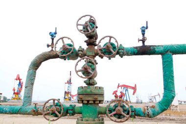 Petrol boru hattı kontrol tekeri vahşi doğada, yakın çekim