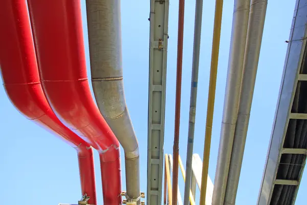 stock image color oil pipe in a petrochemical plant, closeup of phot