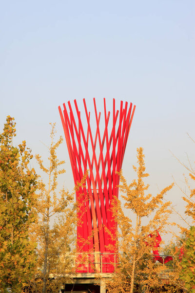 Red architectural landscape closeup of photo