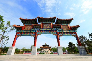 Tangshan City - 15 Mayıs 2016: Çin antik mimarisi, Tangshan City, Hebei, Chin