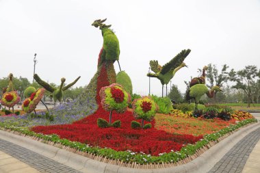 Kuşların yeşil heykeli