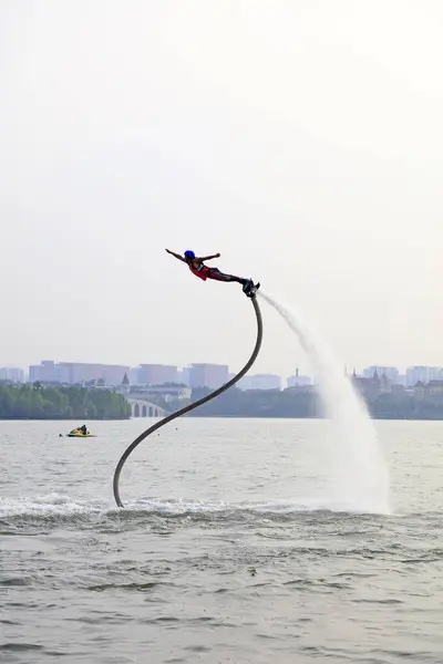 stock image Tangshan City - July 8, 2016: Aquatic stunts in parks, Tangshan City, Hebei, Chin