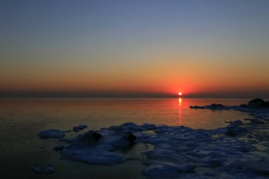 Beidaihe China 'nın deniz manzarası, yakın plan fotoğrafı.