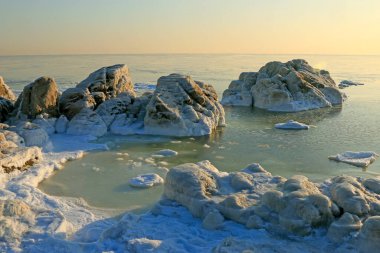 Beidaihe China 'nın deniz manzarası, yakın plan fotoğrafı.