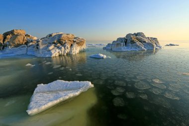 Beidaihe China 'nın deniz manzarası, yakın plan fotoğrafı.