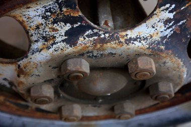 Yaşlanan tekerlek çerçeve, fotoğrafa yakın çekim