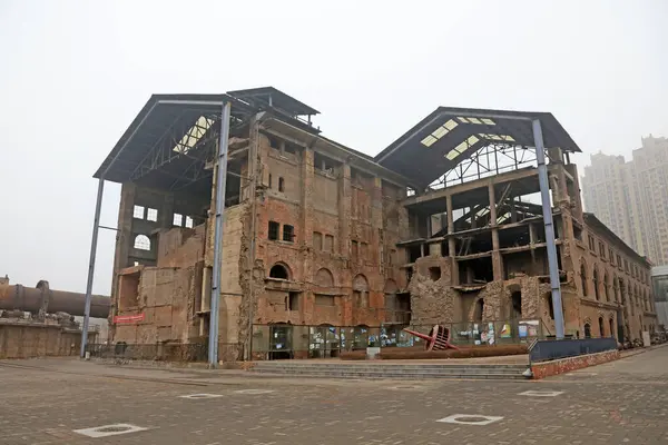 stock image disused factories workshop, closeup of phot