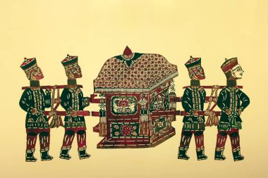 Çin gölge kuklaları fotoğrafa yakın çekim yapıyor.