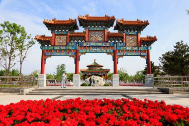 Tangshan City - 15 Mayıs 2016: Çin antik mimarisi Tangshan City, Hebei, Çin