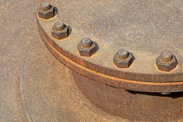 oxidize metal parts joint in the factory closeup of photo