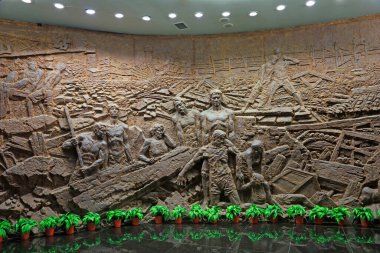 Tangshan City - September 29, 2016: wall sculpture in the museum, Tangshan City, Hebei, China clipart