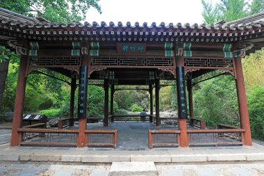 Pekin, Çin - 26 Haziran 2021: Pekin Botanik Bahçesinin mimari manzarası