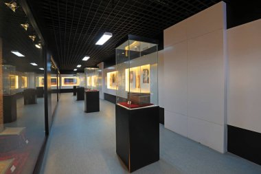 LUANNAN COUNTY, Çin - 17 Eylül 2021: Pekin Opera Müzesi Sergi Salonu, Kuzey Çin