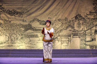 Tangshan, China - December 21, 2021:Stills of Chinese traditional drama stage performance, North China clipart