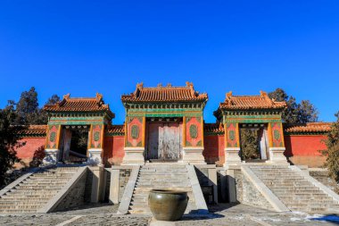 Qing Hanedanlığı 'nın Doğu Mezarı, Çin - 2 Şubat 2022 Çin İmparatoriçesi Cixi' nin mezarının mimari manzarası