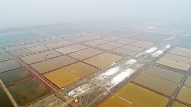 Yantian manzarası bir tuz tarlasında, hava fotoğrafçılığı, Kuzey Çin