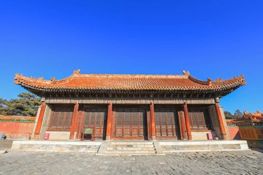 Qing Hanedanlığı 'nın Doğu Mezarı, Çin - 2 Şubat 2022 Çin İmparatoriçesi Cixi' nin mezarının mimari manzarası
