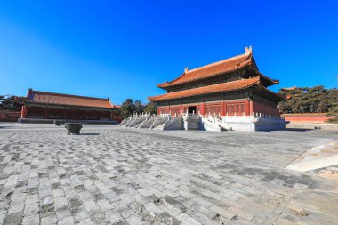 İmparator Qianlong 'un mozolesinin mimari manzarası, Çin' deki Qing Hanedanlığı 'nın Doğu Anıtmezarı.