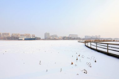 Şehir Parkı kar manzarası, Kuzey Çin