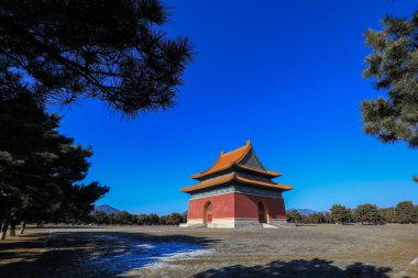 East Tomb of the Qing Dynasty, China - February 2, 2022: the great stele tower is in the East Tomb scenic spot of the Qing Dynasty, China clipart